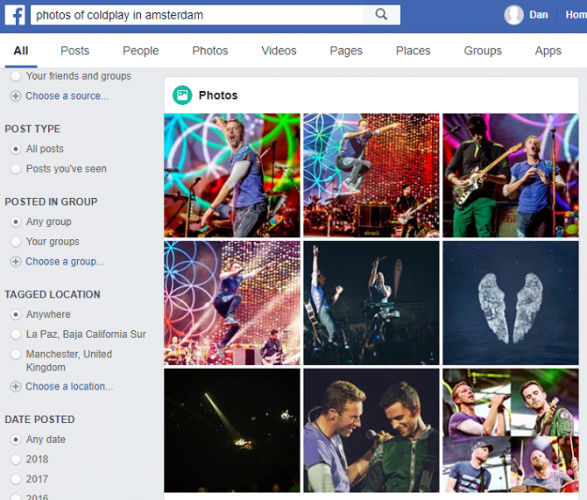 Facebook Coldplay
