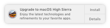 Как отключить надоедливые уведомления MacOS High Sierra Upgrade Уведомления MacOS High Sierra Notification