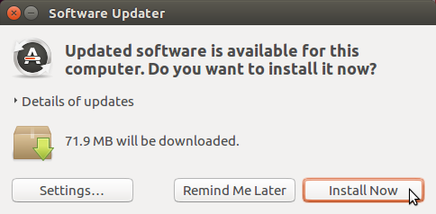 Установите обновления с помощью Software Updater в Ubuntu 16.04