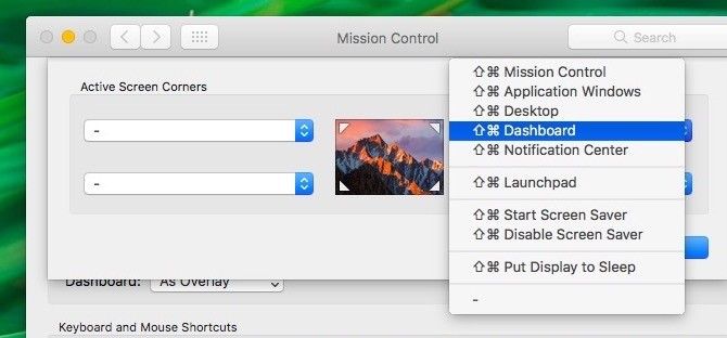 Установить панель приборов Hot Corner