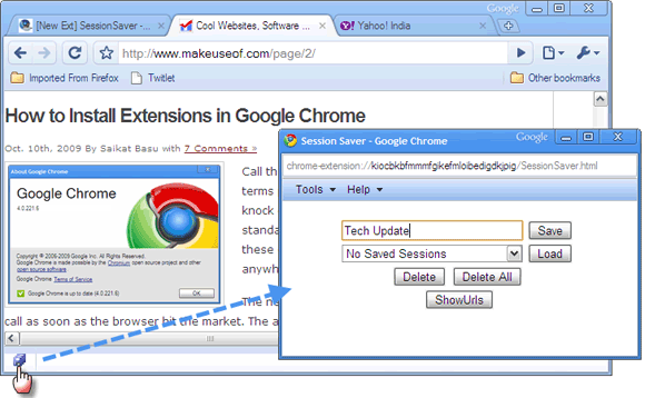 Расширение Session-Saver для Google Chrome