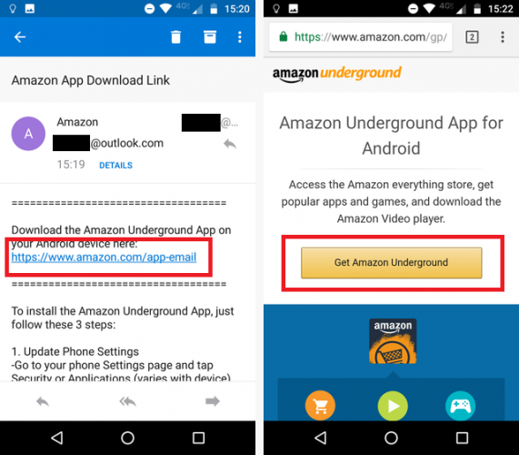 Как установить Amazon Appstore на Android Amazon Amazon AppStore скачать электронную почту 571x500