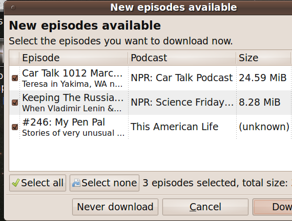 клиент подкаста linux