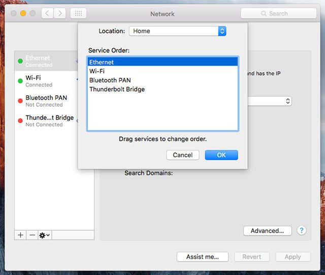 OSX с изменением сети приоритетов 2