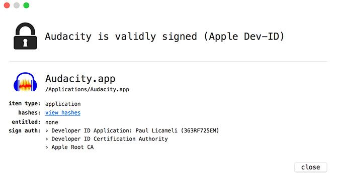 Какие' /></p>
<p><strong>Что оно делает:</strong> Проверьте статус подписи приложения, чтобы определить его надежность.</p>
<p>Не все неподписанные приложения опасны. Многие проекты с открытым исходным кодом и халява</p>
<p>являются неподписанными, так как разработчикам не хватает средств для получения лицензии разработчика. Имея это в виду, подписанное приложение является более надежным (с точки зрения безопасности), чем неподписанное.</p>
<p>What’s Your Sign добавляет новую контекстную опцию, вызываемую правой кнопкой мыши и называемую <strong>Информация о подписи</strong>. Нажмите на нее, и вы узнаете, подписано ли приложение Apple, подписано третьим лицом или не подписано вообще. Это все, что нужно сделать.</p>
<p><strong>Скачать:</strong> Каков ваш знак</p>
<h2>Более полезные инструменты Objective-See для пользователей Mac</h2>
<p>В дополнение к этим инструментам в Objective-See есть несколько других инструментов, которые могут заинтересовать некоторых пользователей:</p>
<ul>
<li>Блокировка: написано для El Capitan, чтобы обеспечить способ быстро ограничить открытую «поверхность» Mac, блокируя известные службы, которые можно использовать. В настоящее время не работает с High Sierra.</li>
<li>Остиариус: Другое приложение для El Capitan предназначалось для того, чтобы закрыть дыру в безопасности, которая позволяла вредоносным программам обходить Gatekeeper. Начиная с macOS Sierra или более поздней версии, Apple исправила эту проблему, и Ostiarius больше не требуется (хотя это может быть полезно, если вы не можете обновить Mac после El Capitan).</li>
<li>dylib Hijack Scanner: первый инструмент Objective-See, последний раз обновленный для El Capitan. Подобная функциональность является частью TaskExplorer выше.</li>
</ul>
<p>Средства безопасности могут помочь вам предотвратить и обнаружить заражение вредоносным ПО, но здравый смысл может творить чудеса, чтобы избежать заражения тоже</p>
<p>, Всегда с подозрением относитесь к процессам, запрашивающим пароль администратора, неподписанным приложениям, требующим обхода Gatekeeper, и оставляющим защиту целостности системы включенной.</p>
<p>всегда.</p>
<p><div class=