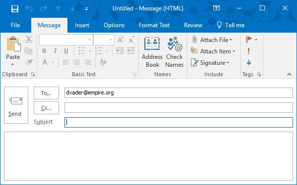 Windows 10 Outlook New Email Командный переключатель