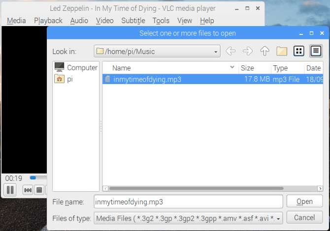 Воспроизведение аудио в Raspbian с VLC Player