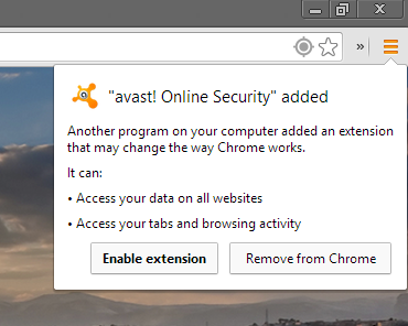 Avast - плагин для защиты браузера - Chrome
