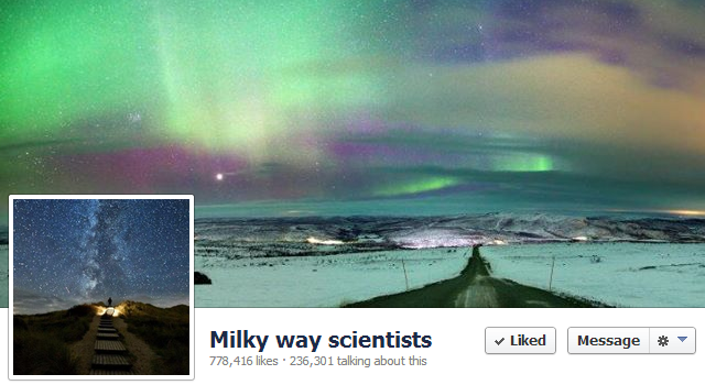 Страница Ученых Млечного Пути на Facebook