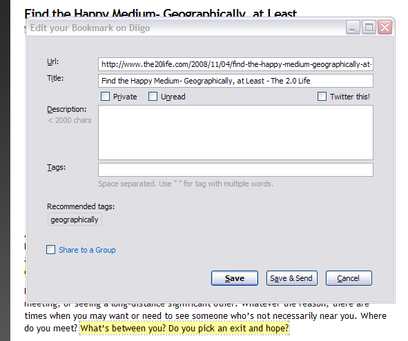 панель инструментов diigo
