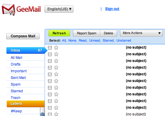 рабочий стол Gmail