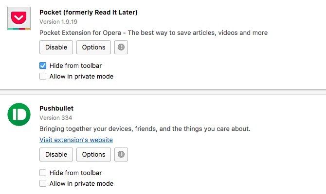 Кнопка панели инструментов Opera Hide
