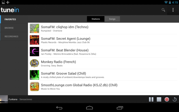 TuneIn-радио для Android-