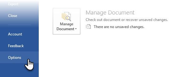 Microsoft Word Backstage View
