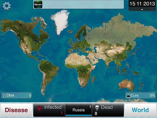 Карта пандемии «Выбери болезнь и уничтожь человечество»
