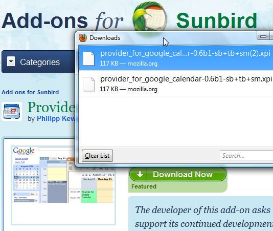 синхронизация календаря Google Mozilla Sunbird