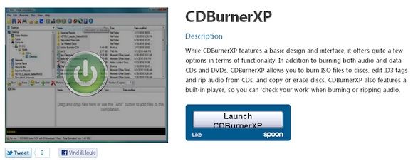 Spoon запускает приложения для рабочего стола Windows из вашего браузера cdburner