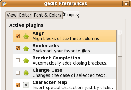 плагины Gedit