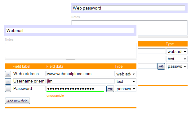 Clipperz - Менеджер паролей онлайн (с автономной опцией) тип пароля