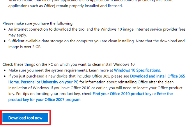 Windows 10 скачать инструмент