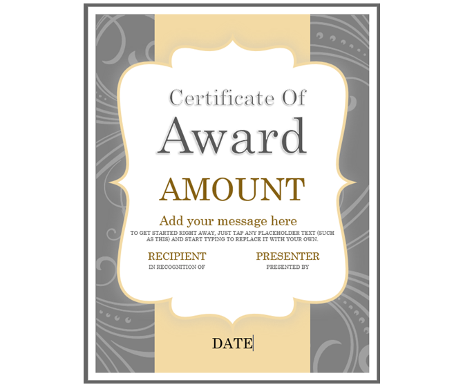 шаблоны подарочных сертификатов Microsoft Office Gold Award