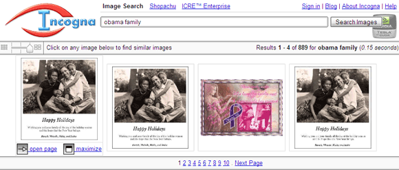 Incogna бесплатная поисковая система изображений