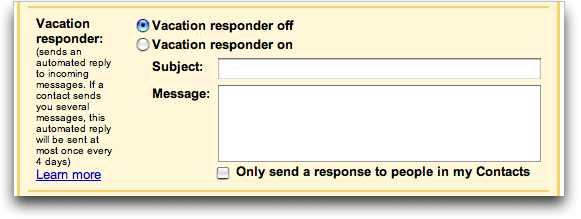 Gmail Vacation Responder