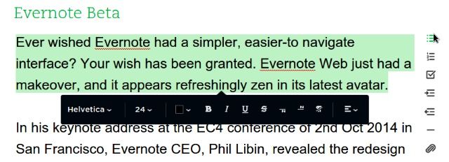 Evernote-бета-форматирование