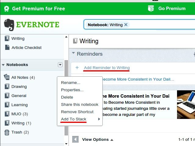 Evernote-бета-недостающая функция