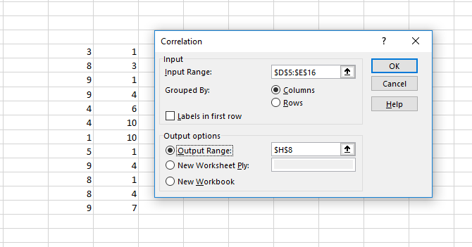 как найти коэффициент корреляции в Excel