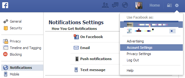 уведомления по электронной почте для facebook