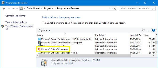 Программы и функции в Windows 10