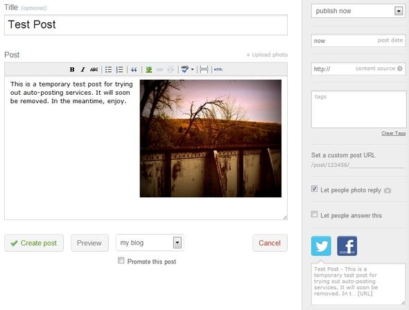 Распространение содержимого вашего блога: лучшие сервисы автоматической публикации Tumblr Создать сообщение