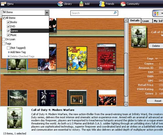 Управляйте играми, книгами, музыкой и DVD с Libra libracollection