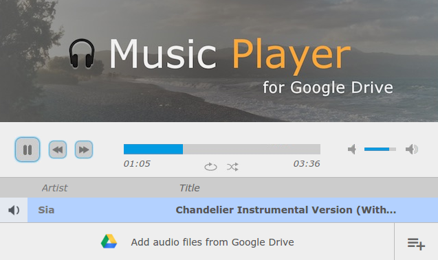 Музыкальный проигрыватель Google Drive