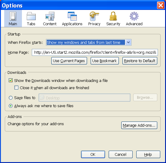 Как автоматически восстановить открытые папки после перезапуска Windows Firefoxtabs