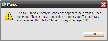 Как исправить и восстановить потерянную ссылку на сообщение об ошибке в iTunes Music Library 1