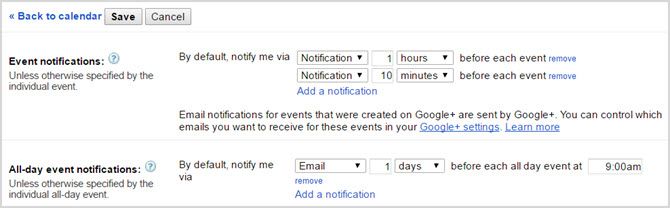 Календарь Google настроить веб-уведомления