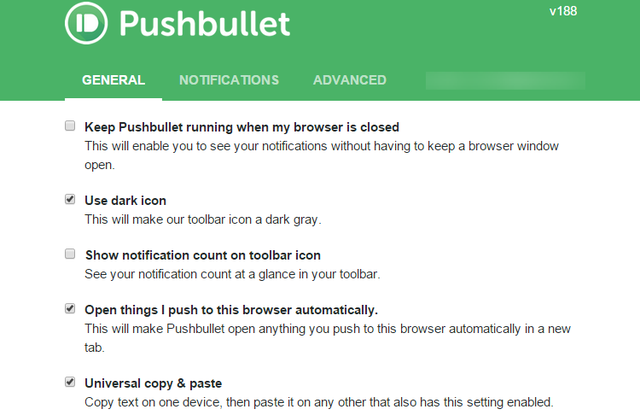 2.2 Настройки Pushbullet Chrome