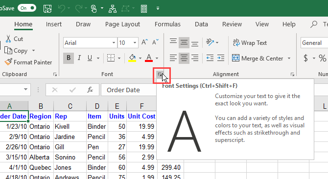 Кнопка диалогового окна «Группа» на вкладке «Главная» на ленте Excel