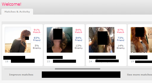 OkCupid Матчи и активность