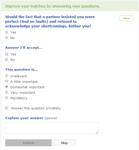 OkCupid Вопросы