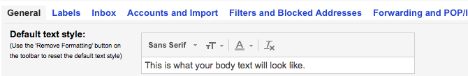 Gmail-текст-стиль