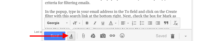 Gmail форматирование кнопки