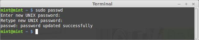 Linux Terminal сменить пароль