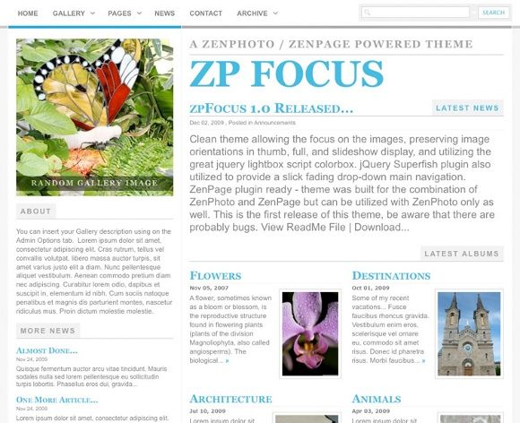 Делитесь не только фотографиями с Zenphoto и плагином Zenpage CMS zpfocus