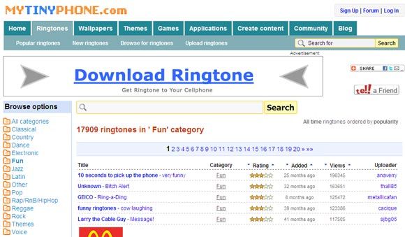 Топ-10 онлайн-источников для смешных мобильных звуковых клипов Ringtones08