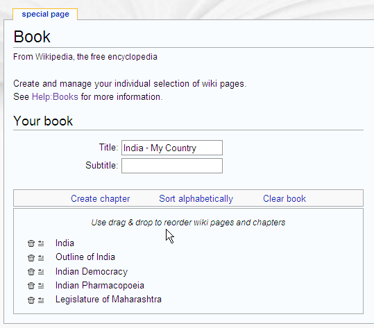 Как сделать свои собственные книги из Википедии название