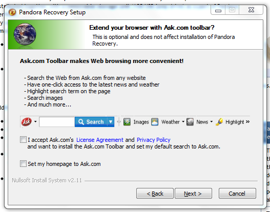восстановление файла pandora