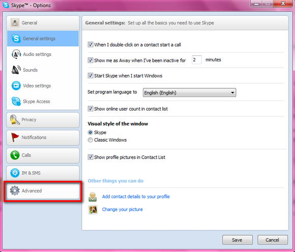 открепить скайп windows 7